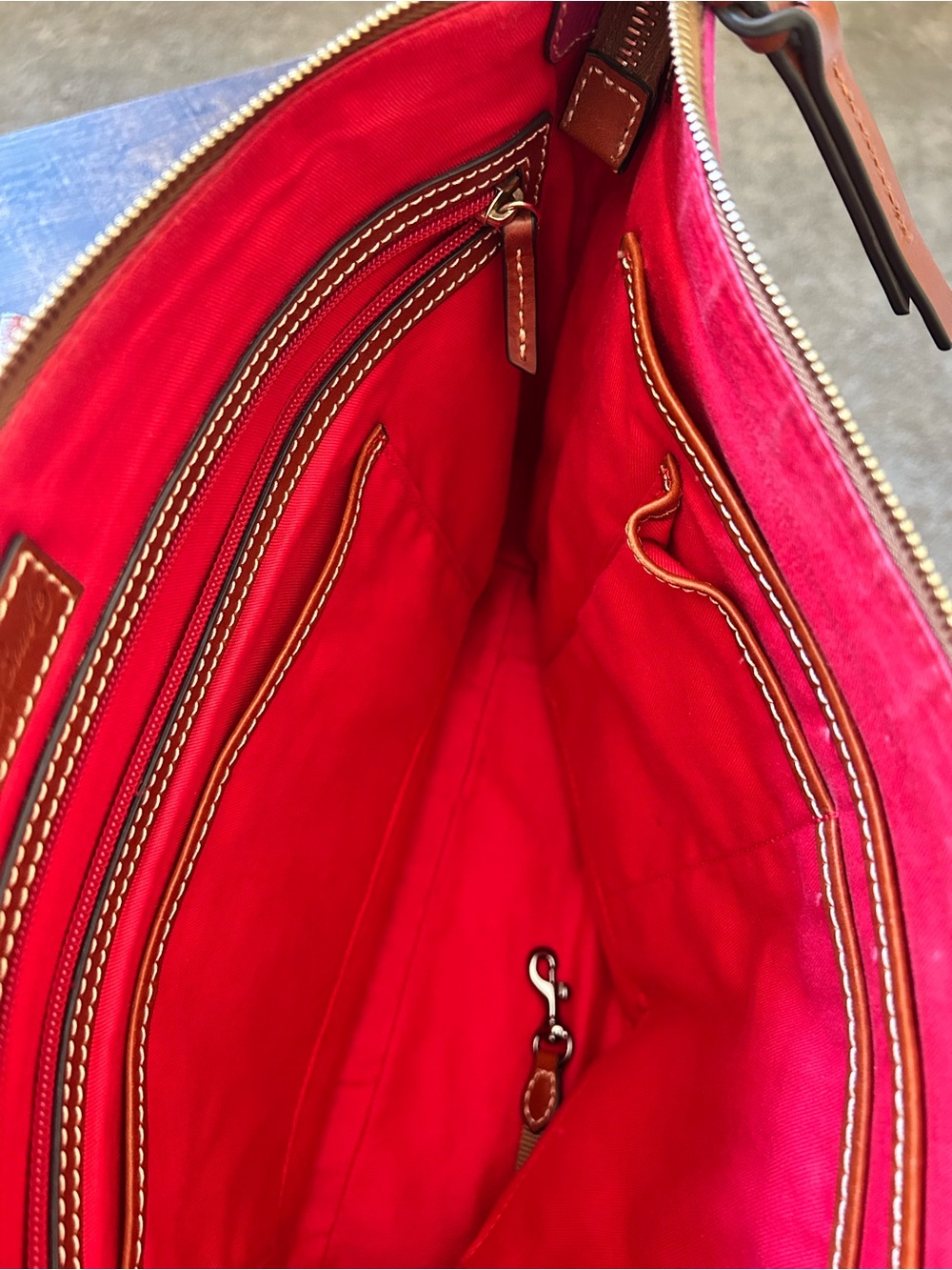 Dooney & Bourke Leather Laptop Bag / Tote in Fuchsia w/ Brown Straps 💕 - Picture 15 of 16